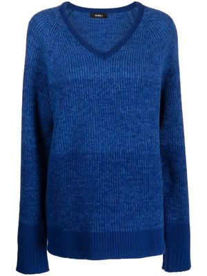 Goen.J V-neck ribbed-knit jumper - Blue