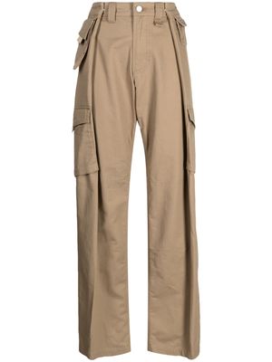 Goen.J wide-leg cotton cargo pants - Brown