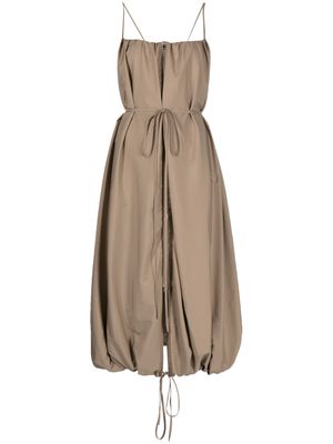 Goen.J zip-embellished ballon taffeta dress - Brown
