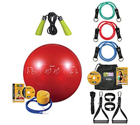 GoFit ProGym & DVD Kit, Core Stblty Ball 65cm R D, & Speed Rope