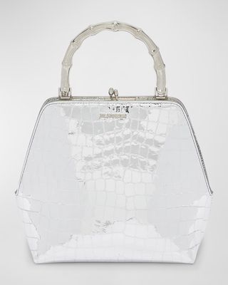 Goji Small Metallic Croc-Embossed Top-Handle Bag