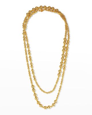 Gold Ball Strand Necklace, 50"L