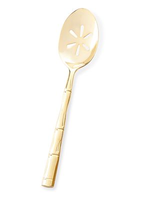 Gold Bamboo Pierced Serving Spoon