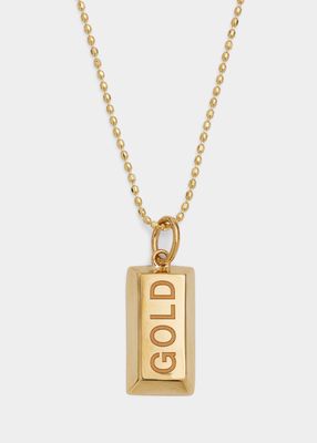 Gold Bar Ingot Charm on Light Bolita Chain Necklace