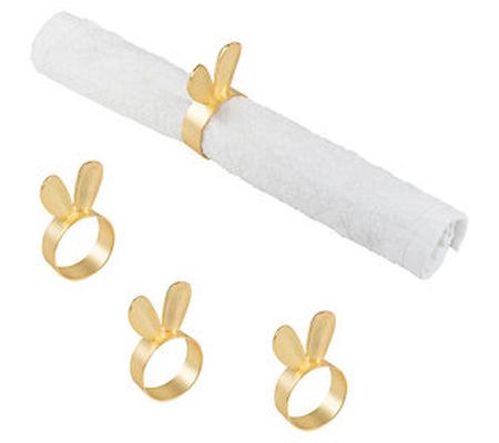 Gold Bunny Ears Napkin Ring, Set of 4 by Valeri e