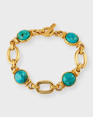 Gold Chain Bracelet With Turquoise Stones