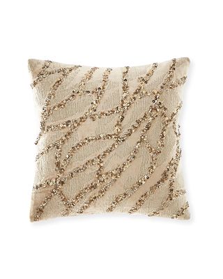 Gold Dust Beaded Velvet Decorative Pillow