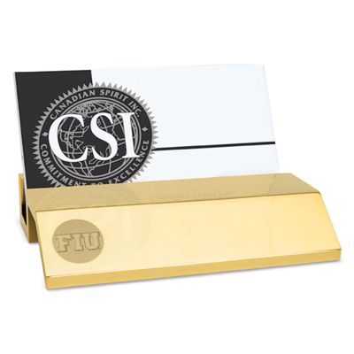 Gold FIU Panthers Logo Business Card Holder