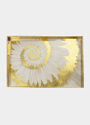 Gold Flower Spiral Lacquer Rectangular Tray