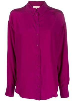 Gold Hawk button-front silk shirt - Purple