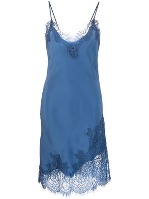 Gold Hawk lace-appliqué silk midi dress - Blue