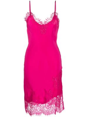 Gold Hawk lace-appliqué silk midi dress - Pink