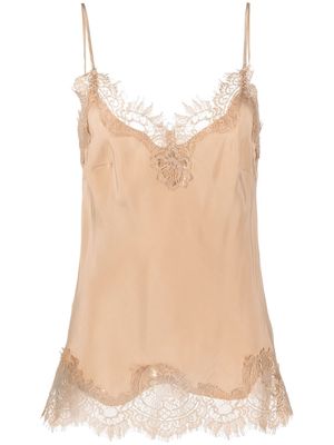 Gold Hawk lace-detail silk tank top - Neutrals