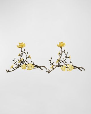 Gold Orchid Candleholders, Set of 2