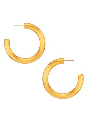 Gold-plated Brushed Hoop Earrings