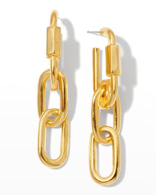 Gold Post Linch Chain Earrings