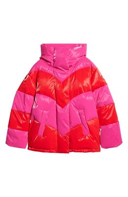 Goldbergh Boulder Waterproof Down Ski Jacket in Rainbow Passion Pink