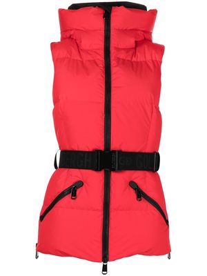 Goldbergh Mae belted hooded gilet - Red