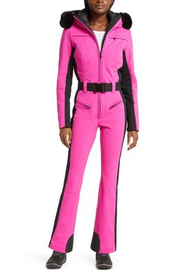 Goldbergh Parry Waterproof Snowsuit with Faux Fur Trim in Passion Pink