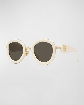 Golden Anagram Acetate Round Sunglasses