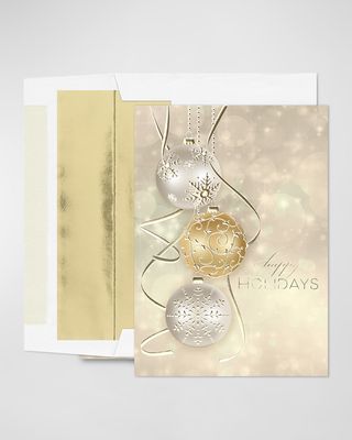 Golden Baubles Holiday Card, Set of 25