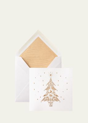 Golden Christmas Tree Cards, Box of 10