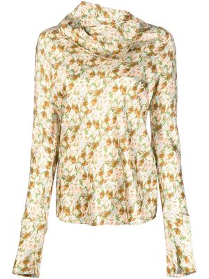 Golden Goose abstract-print long-sleeved blouse - Green