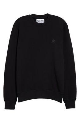 Golden Goose Archibald Star Cotton Crewneck Sweatshirt in Black