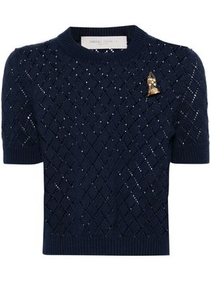 Golden Goose argyle-pattern cotton T-shirt - Blue