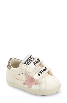 Golden Goose Baby School Low Top Sneaker in White/Pink/Beige Brown Leo