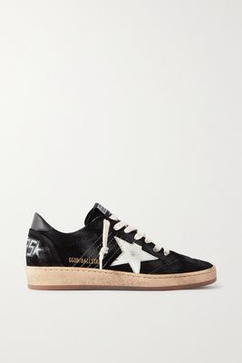 Golden Goose - Ball Star Distressed Leather-trimmed Suede Sneakers - Black