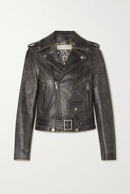 Golden Goose - Belted Distressed Leather Jacket - Black