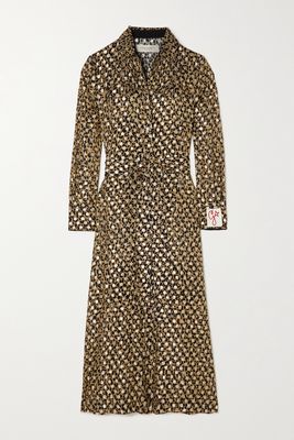 Golden Goose - Belted Leopard-print Metallic Fil Coupé Chiffon Midi Shirt Dress - Animal print