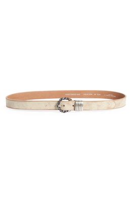 Golden Goose Braided Buckle Faded Leather Belt in White/Beige