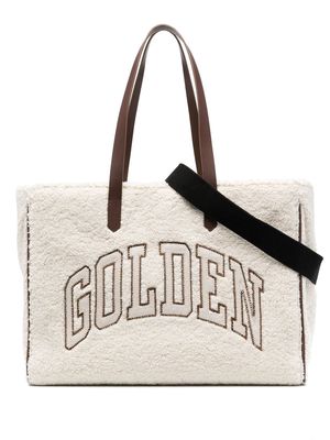 Golden Goose branded fleece tote bag - White