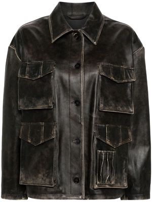Golden Goose buttoned leather jacket - Brown