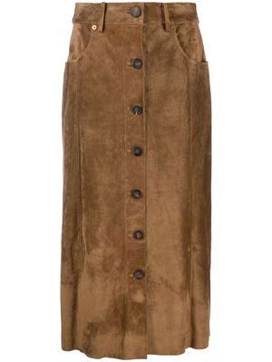 Golden Goose buttoned-up leather skirt - Brown