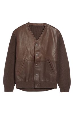 Golden Goose Cotton Blend Knit & Leather Cardigan in Brown
