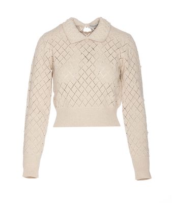 Golden Goose Cropped Sweater With Pearl Embroidery