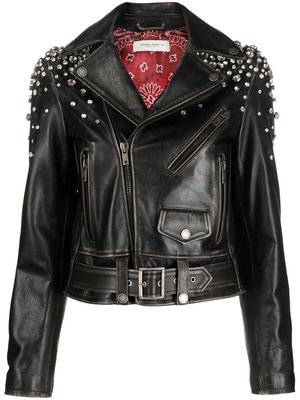 Golden Goose crystal-embellished leather jacket - Black