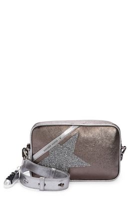 Golden Goose Crystal Star Metallic Leather Crossbody Camera Bag in Charcoal Grey/Steel/Crystal