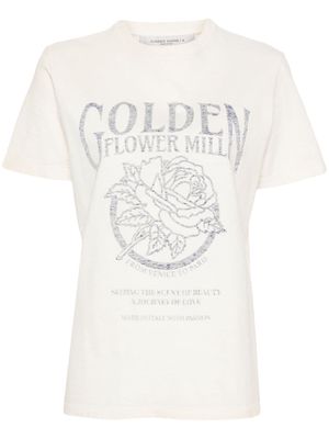 Golden Goose distressed logo-print cotton T-shirt - Neutrals