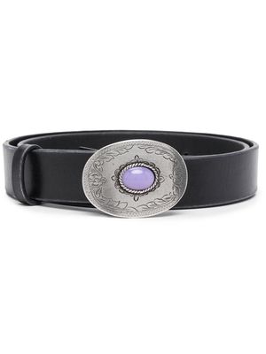 Golden Goose gemstone-embellished leather belt - Black
