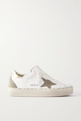 Golden Goose - Hi Star Suede-trimmed Distressed Leather Sneakers - White