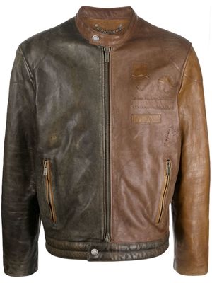 Golden Goose Ilario colour-block leather biker jacket - Brown