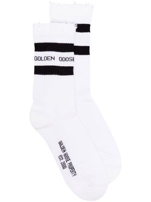 Golden Goose intarsia-knit logo ankle socks - White