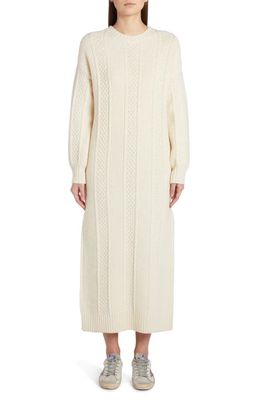 Golden Goose Journey Collection Mixed Stitch Long Sleeve Virgin Wool Sweater Dress in Lambs Wool/Sassfrass