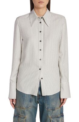 Golden Goose Journey Collection Slim Fit Stripe Button-Up Shirt in Arctic Wolf/Black