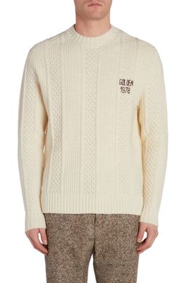 Golden Goose Journey Embroidered Wool Sweater in Lambs Wool/Sassfrass