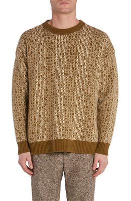 Golden Goose Journey Logo Boxy Wool & Cashmere Sweater in Tapenade/Lambs Wool